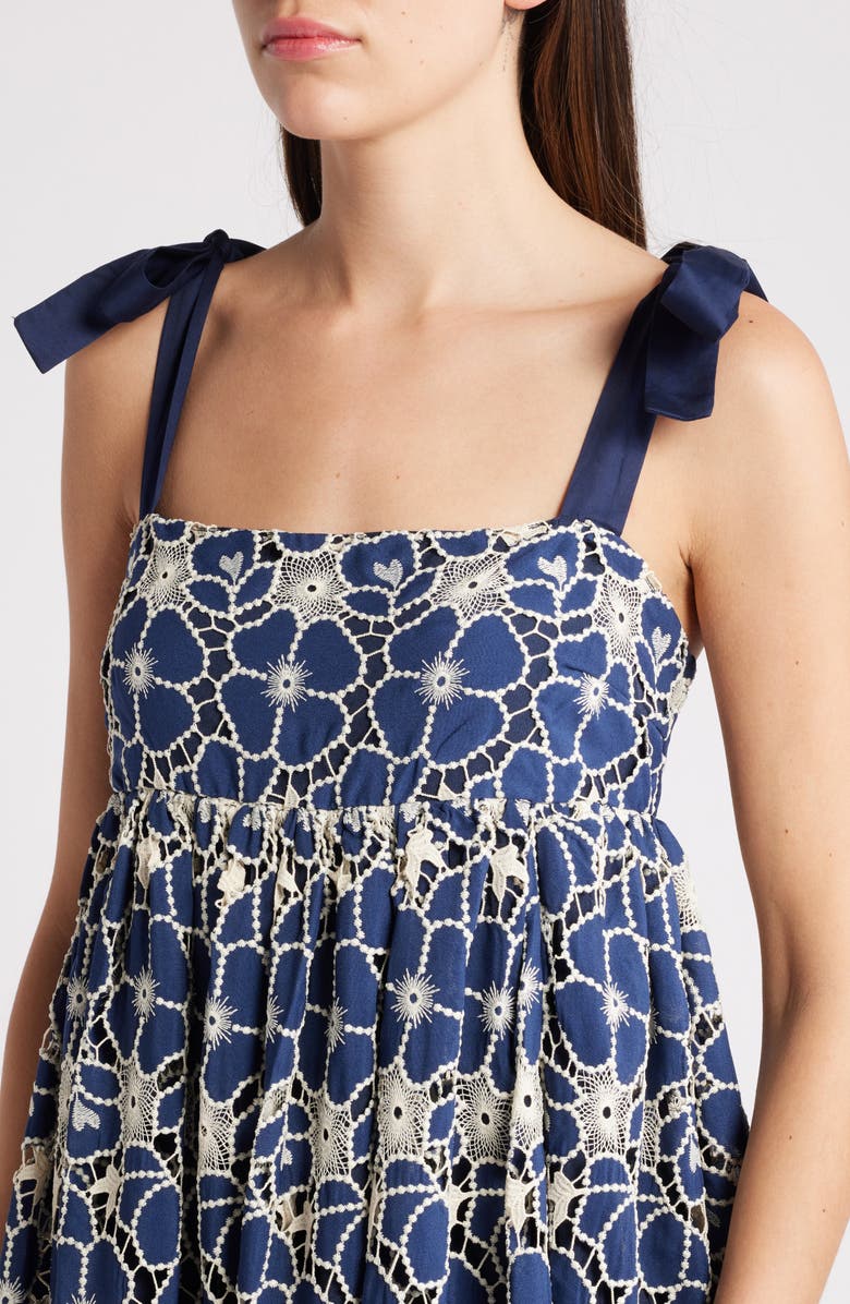 Mila Mae Embroidered Tie Strap Sleeveless Midi Dress, Alternate, color, 