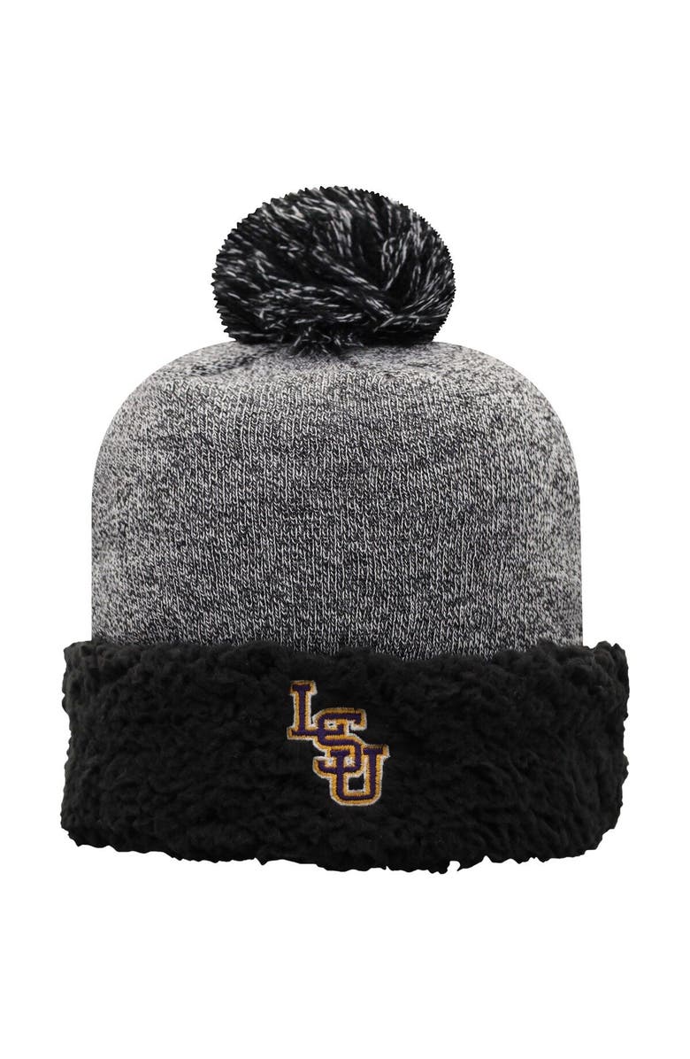 TOP OF THE WORLD Women's Top of the World Black LSU Tigers Snug Cuffed Knit Hat with Pom, Main, color, 
