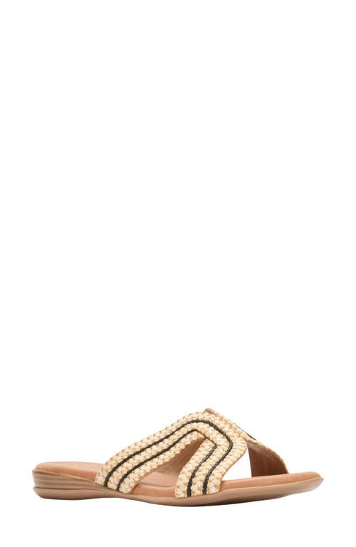 André Assous Nade Raffia Slide Sandal in Natural/black at Nordstrom, Size 6