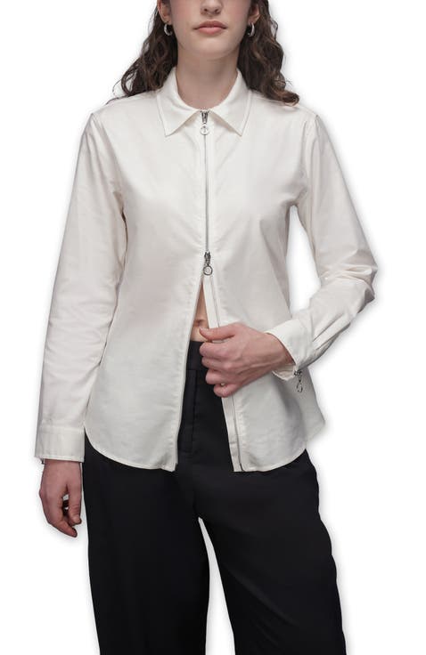 The Essential Long Sleeve Oxford Zip Up Shirt