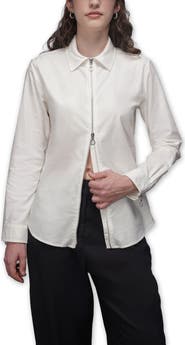 WILDFANG The Essential Long Sleeve Oxford Zip Up Shirt