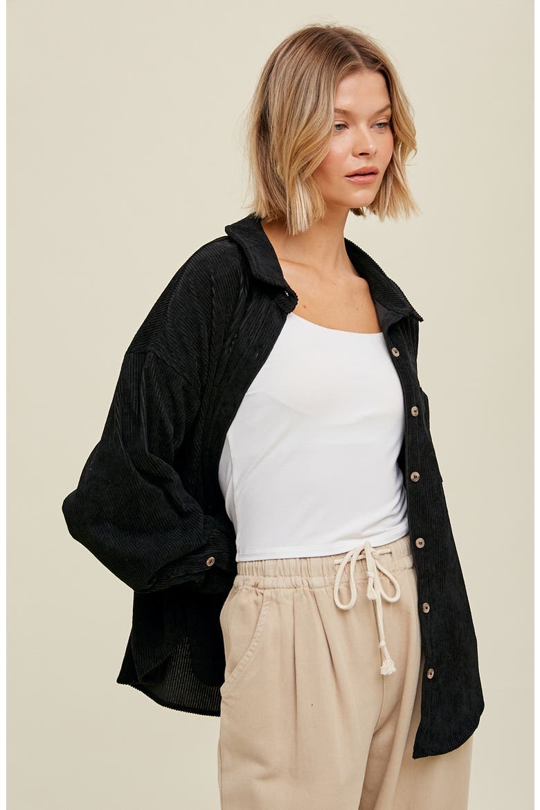 Oversize Corduroy Shacket, Alternate, color, BLACK
