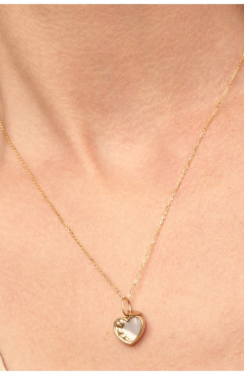 Oradina 14K Gold Heart to Heart Pendant Charm, Alternate, color, Yellow Gold, Mother Of Pearl