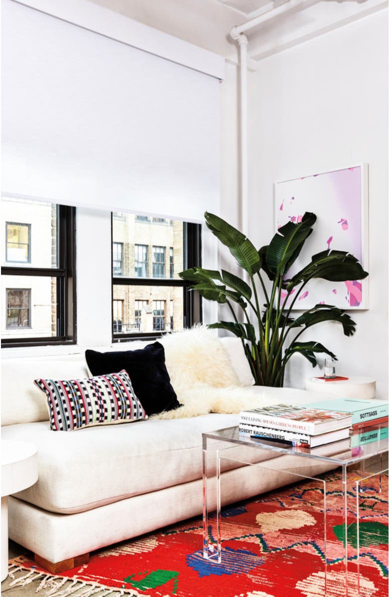 Archive NY Santiago Lime and Pink Handwoven Cotton Ikat Rectangle Throw Pillow, Alternate, color, Multicolored