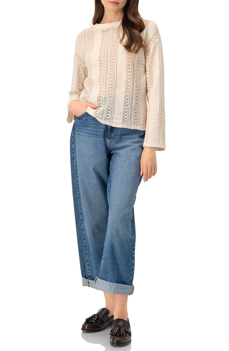 IVONNE Straight Jacquard Blouse, Alternate, color, Natural