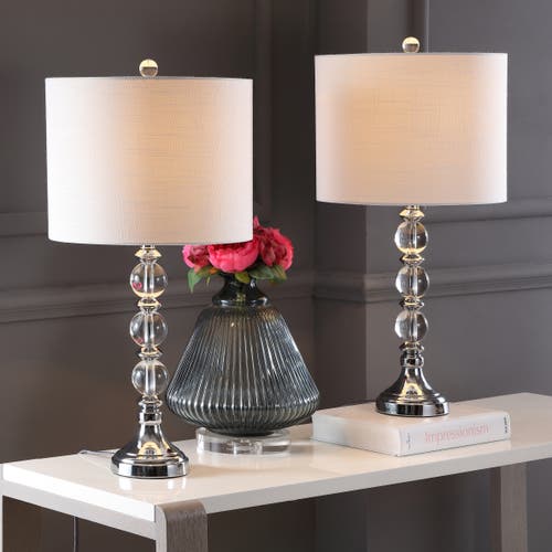 Jonathan Y Paul 26" Crystal/metal Led Table Lamp, Clear/chrome In Clear/chrome