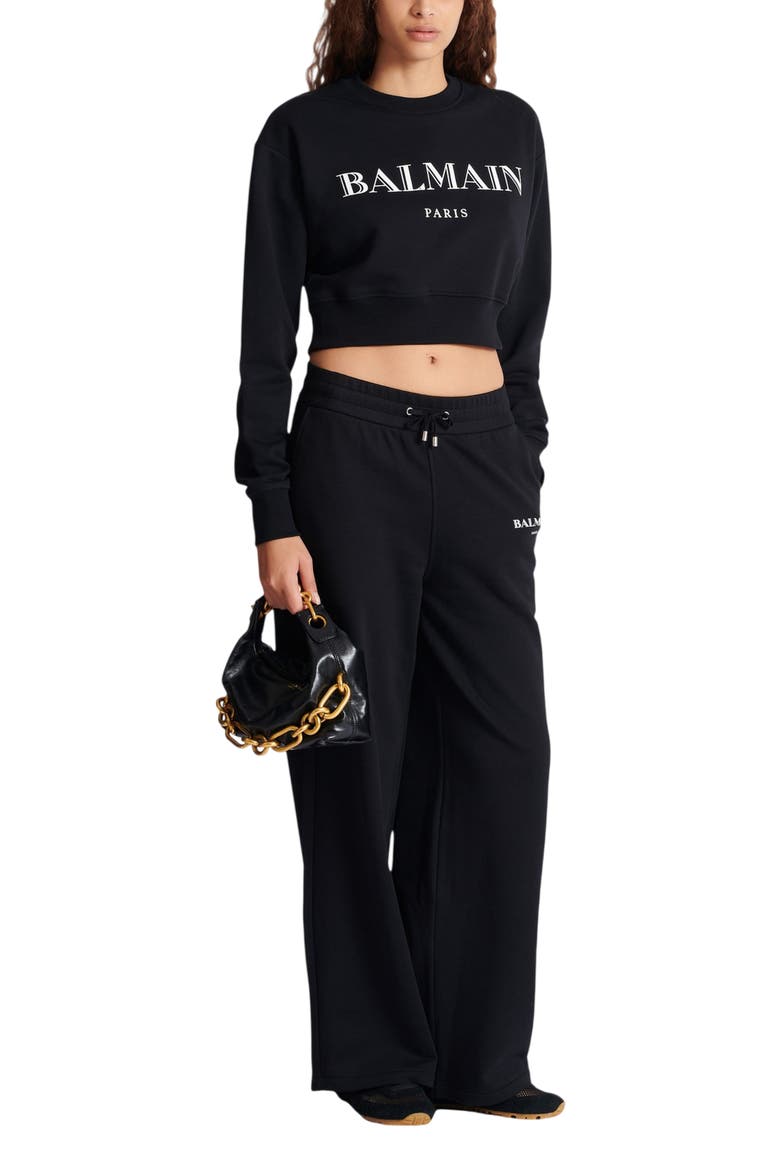 Printed Balmain Crew-Neck Sweatshirt, Alternate, color, black