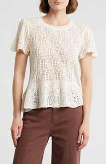 Daniel Rainn Openwork Peplum Top
