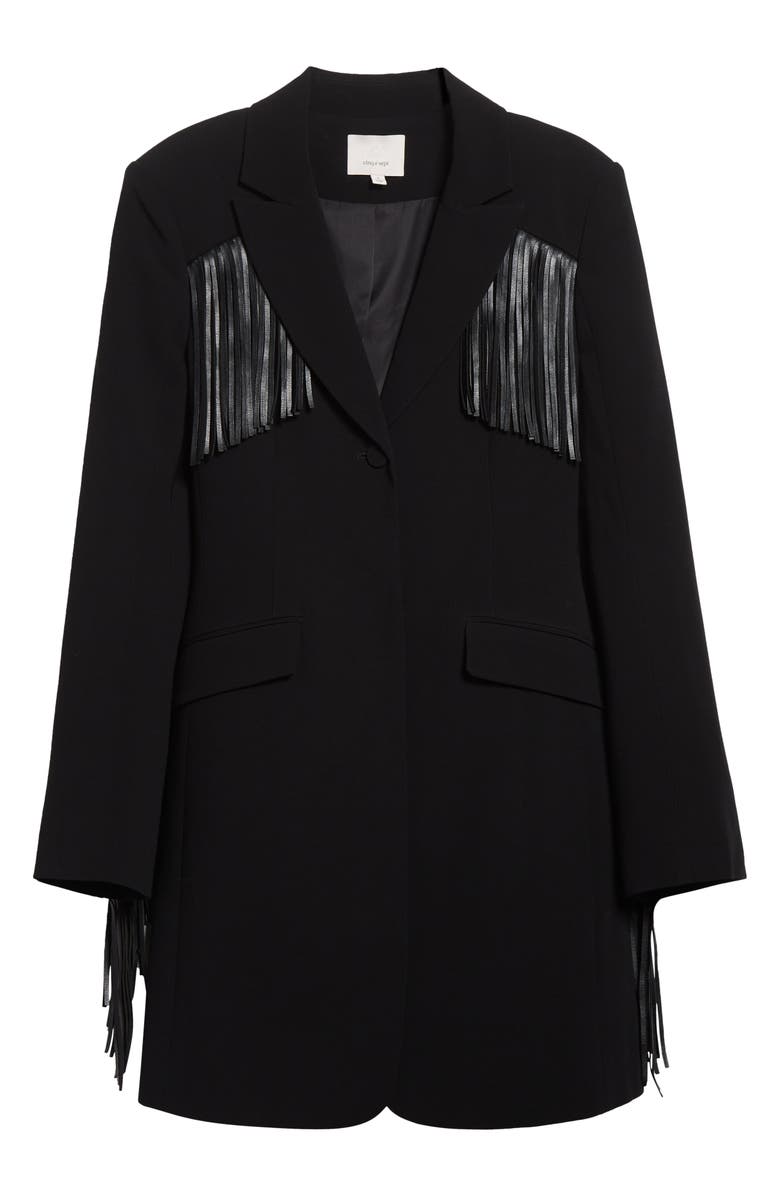 Cinq à Sept Joelette Fringe Blazer Dress, Alternate, color, Black
