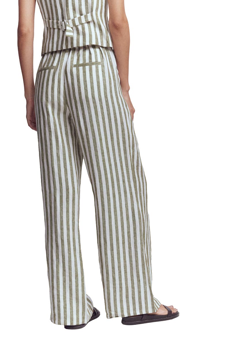 Kensington Linen Wide Leg Pants, Alternate, color, GREEN & WHITE STRIPE
