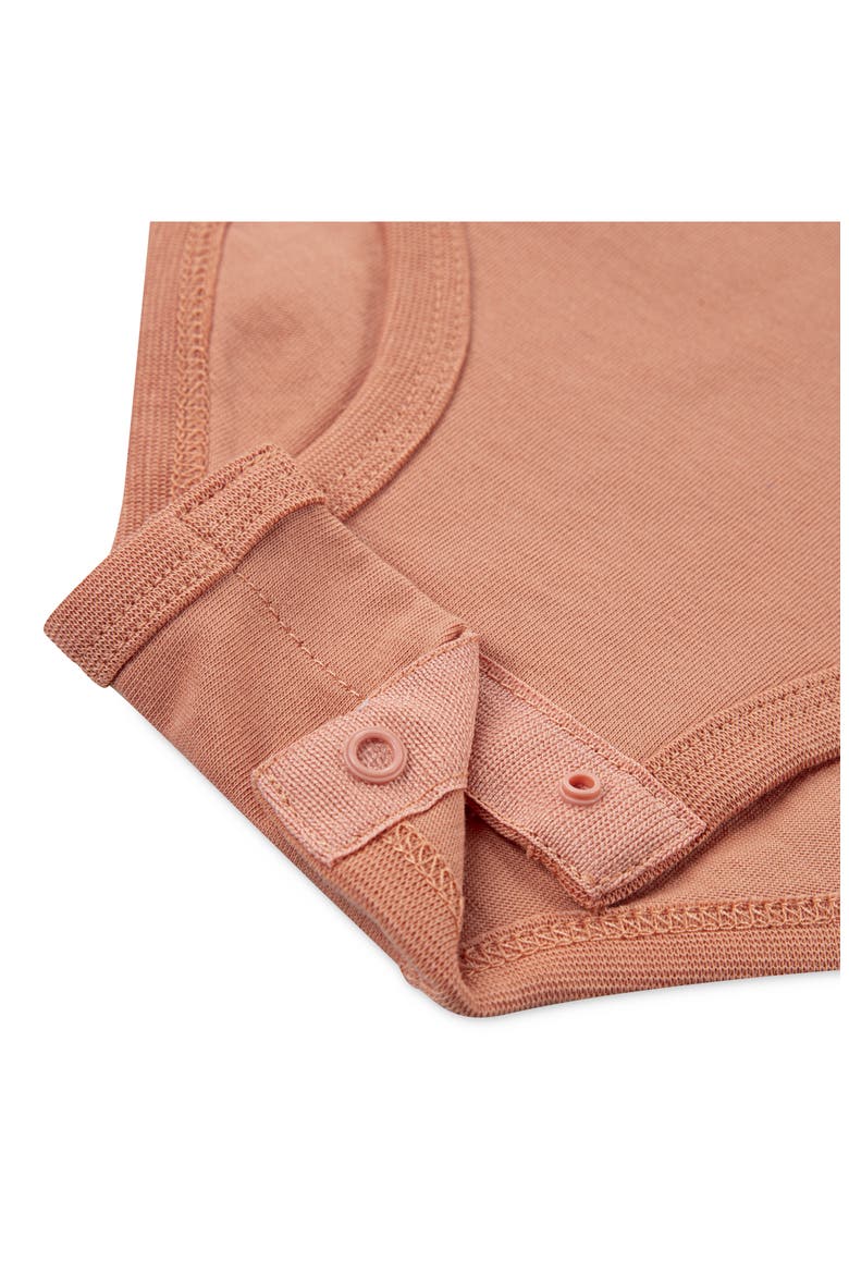 Bear Applique Bodysuit & Denim Shortalls Set, Alternate, color, TWANY ORANGE