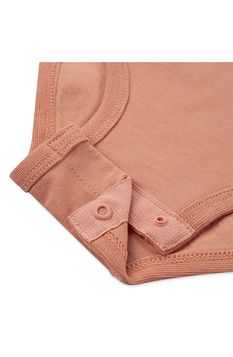 Levi's Bear Applique Bodysuit & Denim Shortalls Set, Alternate, color, Twany Orange