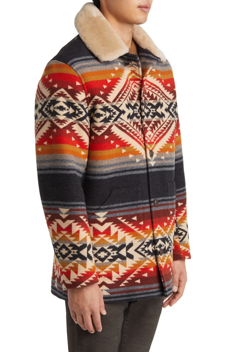 Pendleton Brownsville Wool & Cotton Coat with Genuine Shearling Collar, Alternate, color,