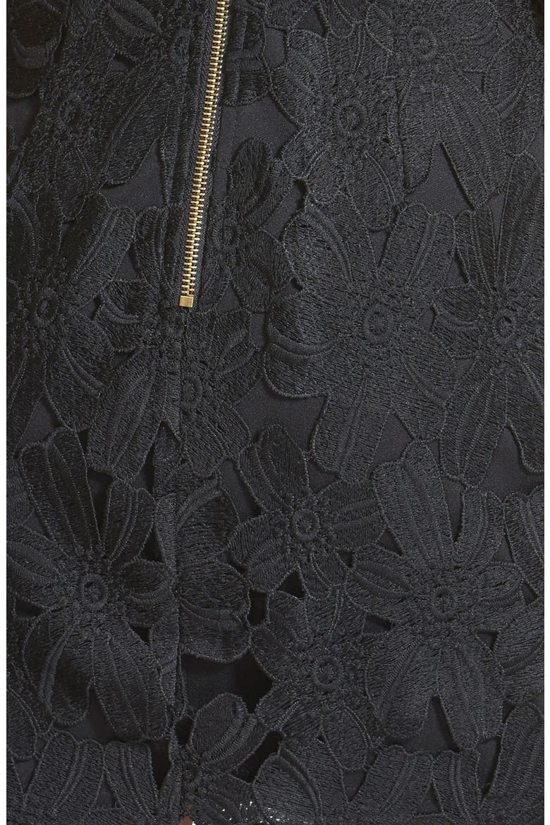 Textured Floral Body-Con Dress, Alternate, color, BLACK