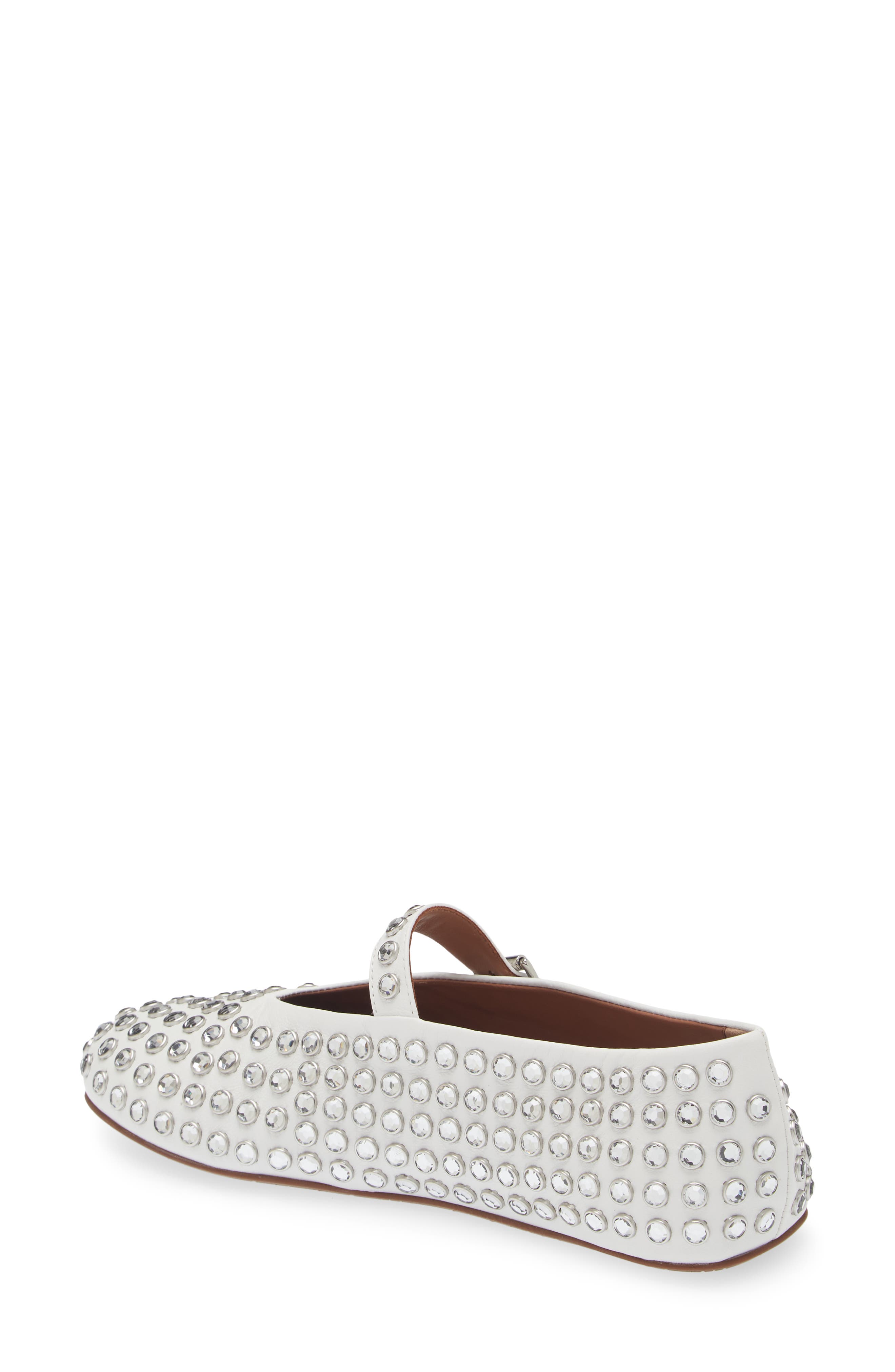 Rhinestone Ballet Flat, Alternate, color, WHITE