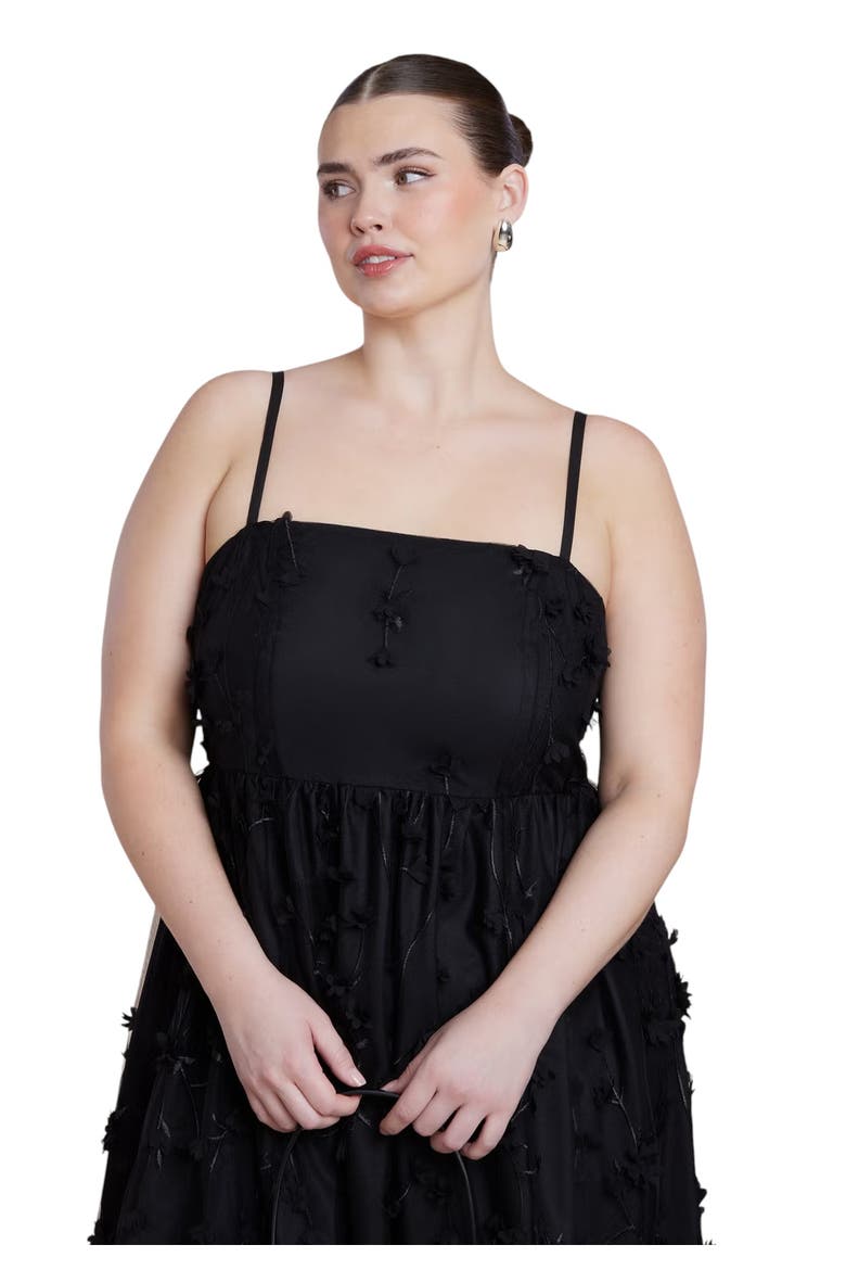 Floral Applique Dress, Alternate, color, BLACK ONYX