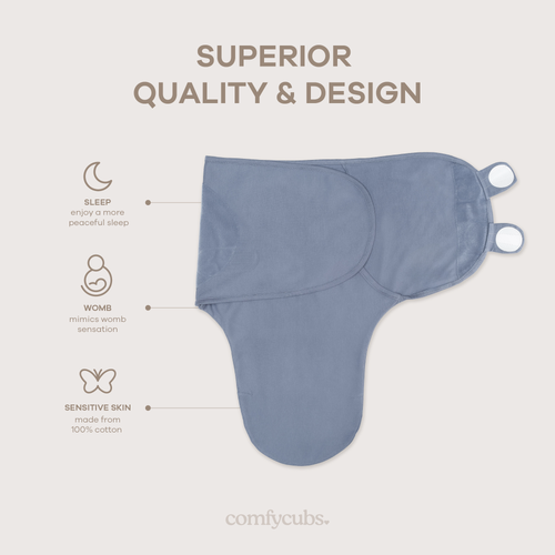 Comfy Cubs Easy Swaddle Blankets In Blue