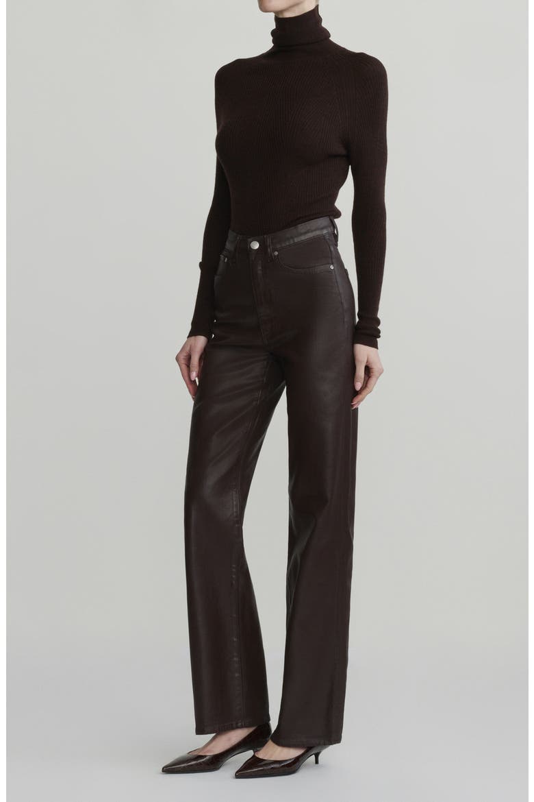 Karmine Wax Coated Refined SculptSystem High Waist Wide Leg Jeans, Alternate, color, BRAMBLE COATED