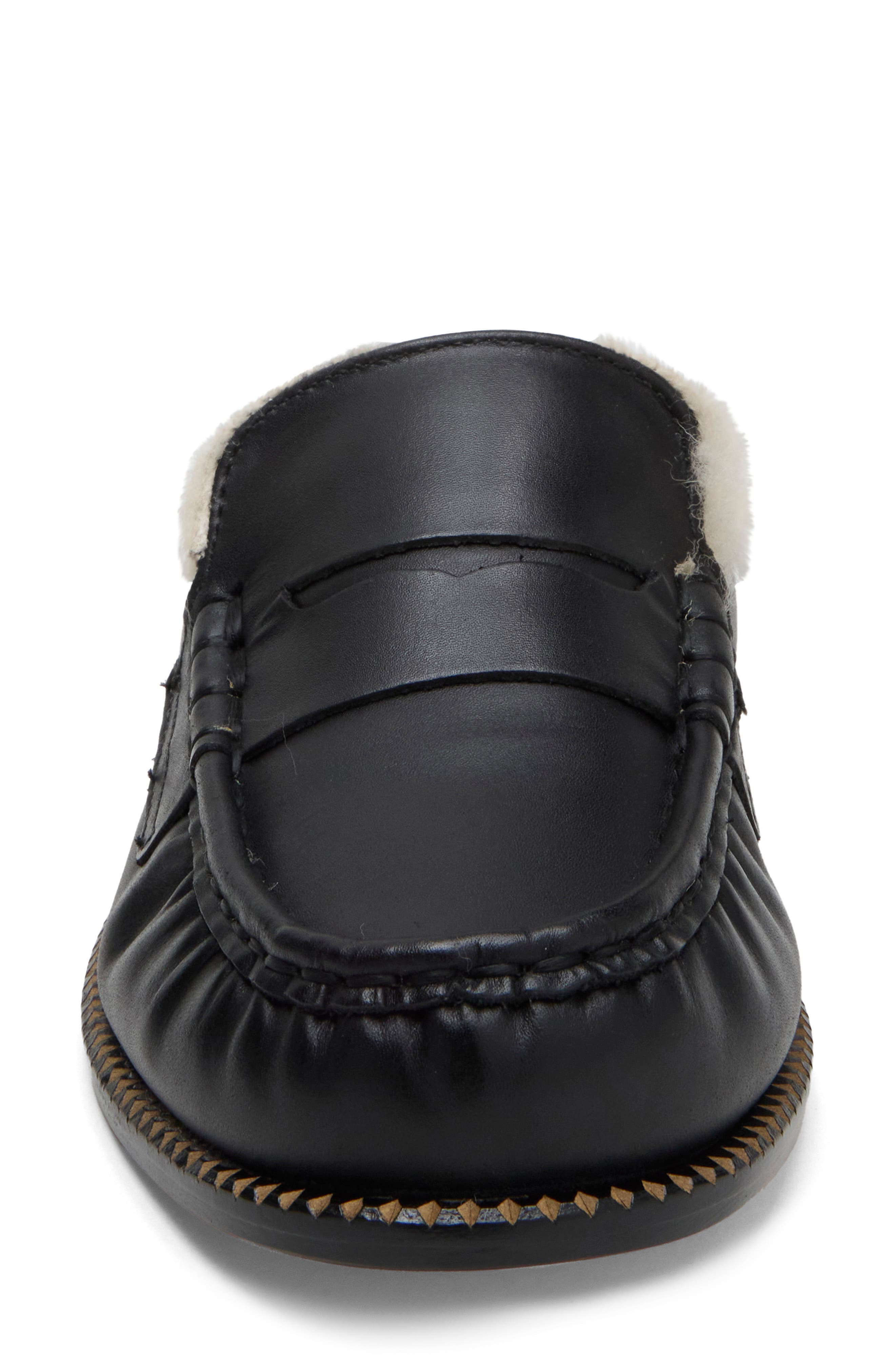 Temi Genuine Shearling Leather Flat Mule, Alternate, color, BLACK WITH SHEARLING