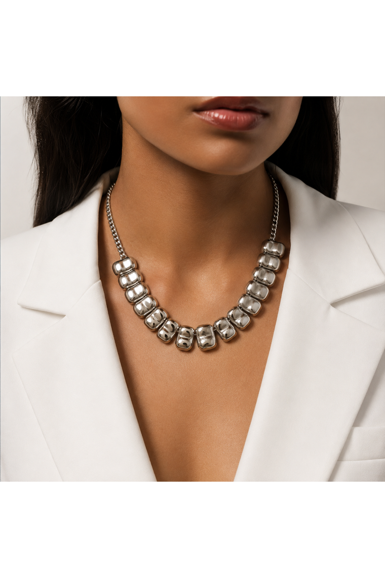 Avani Pebble Necklace, Alternate, color, Silver