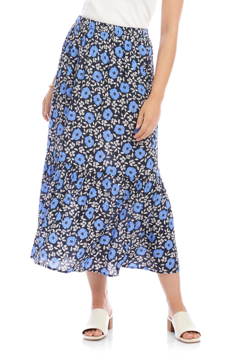 Karen Kane Floral Front Slit Midi Skirt, Alternate, color, Print