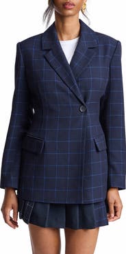 Avec Les Filles Hourglass Windowpane Blazer
