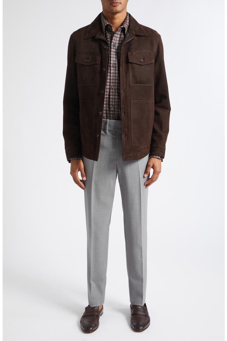 Suede Overshirt, Alternate, color, BROWN