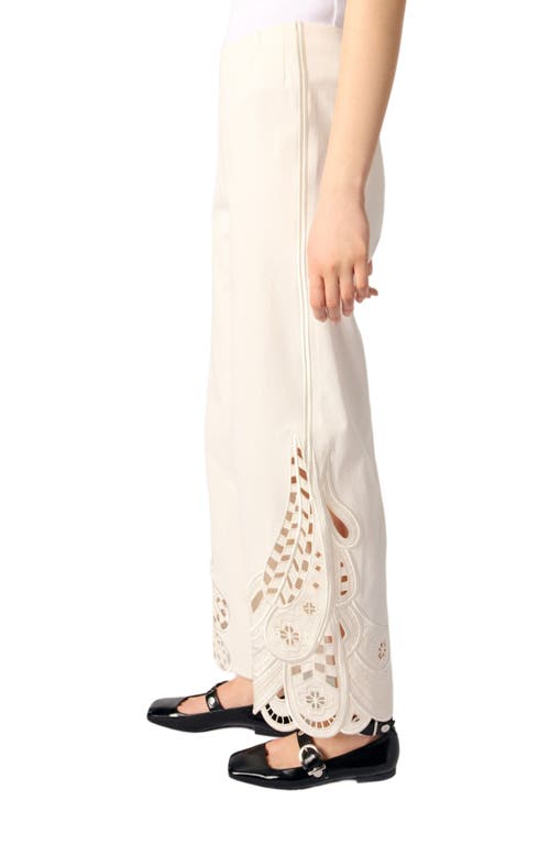 Shop Maje Embroidered Trousers In Ecru