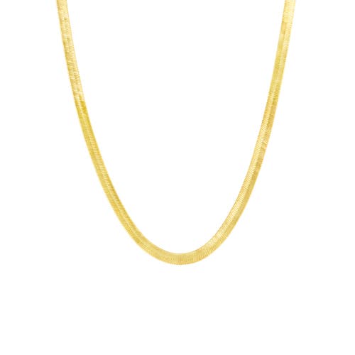Spero London Bold Herringbone Sterling Silver Flat Snake Chain Necklace In Gold