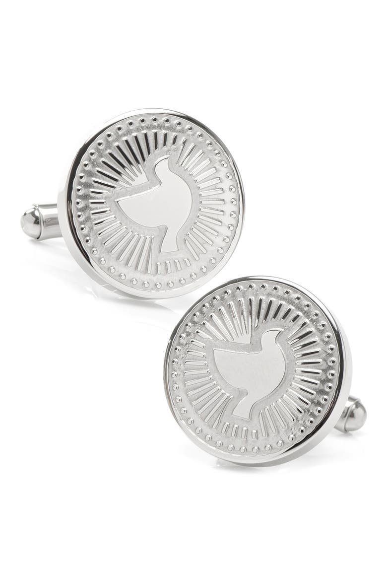 Silver Dove Radial Cuff Links, Main, color, SILVER