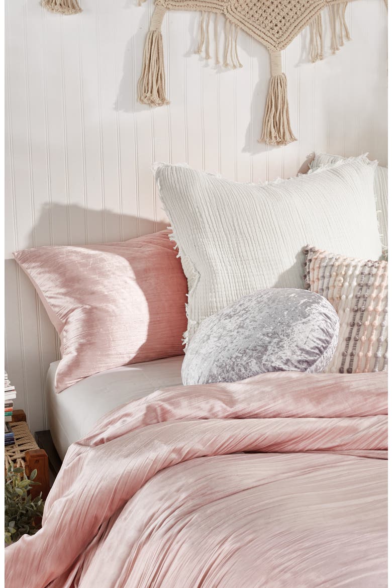 Crinkled Velvet Comforter & Sham Set, Alternate, color, BLUSH