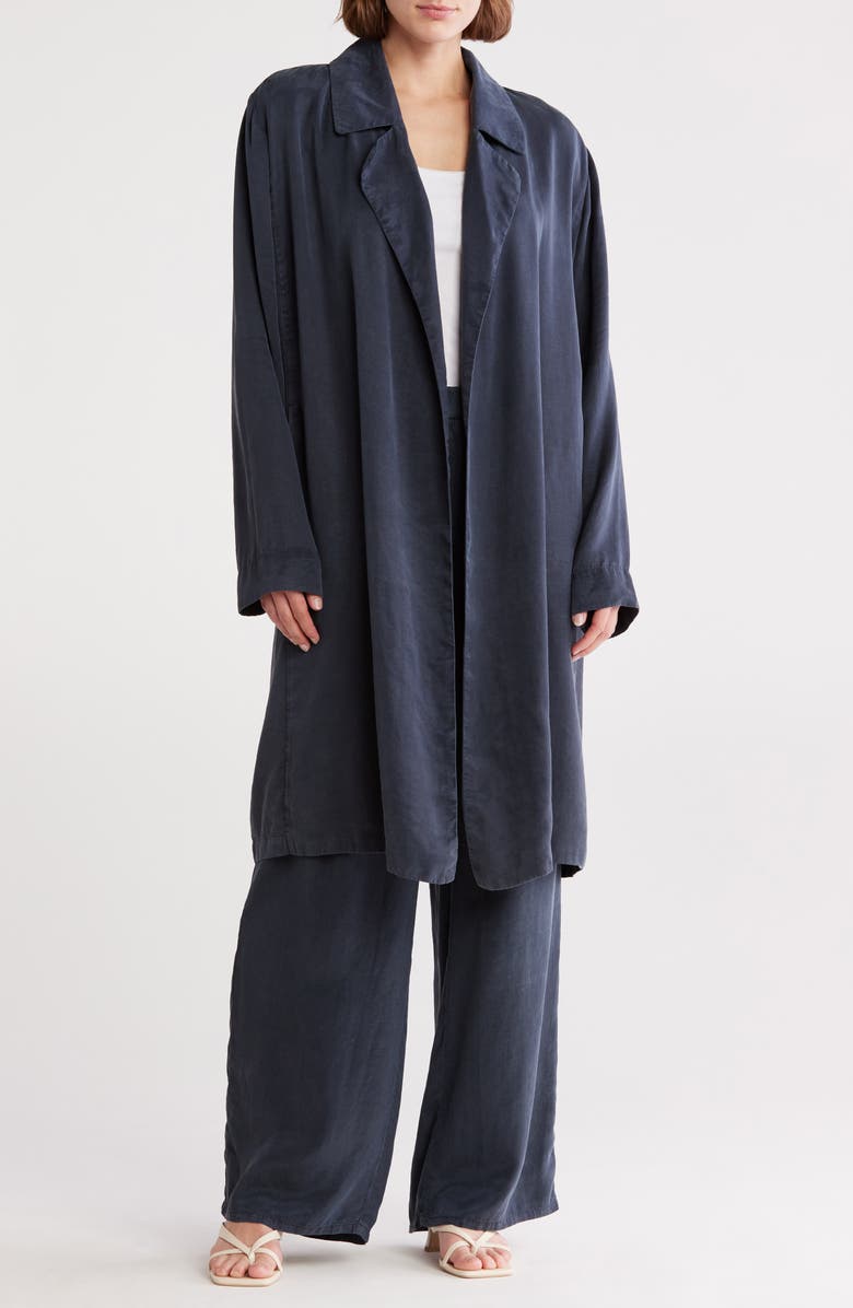 Eileen Fisher Notched Lapel Longline Coat, Main, color, Ocean