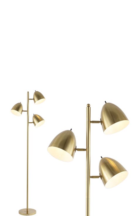 Billy 66.5" 3-Light Modern Contemporary Iron LED Floor Lamp, Brass Gold