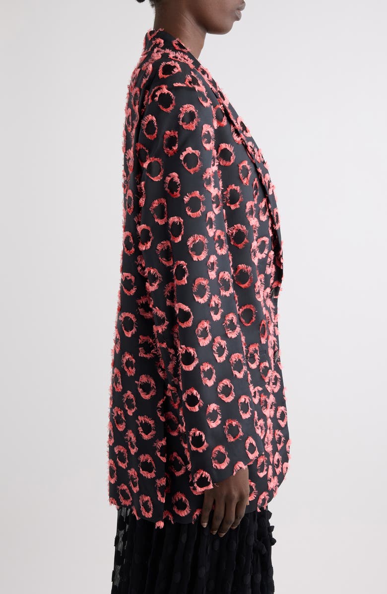 Dries Van Noten Basti Fil Coupé Polka Dot Oversize Double Breasted Satin Blazer, Alternate, color, Black