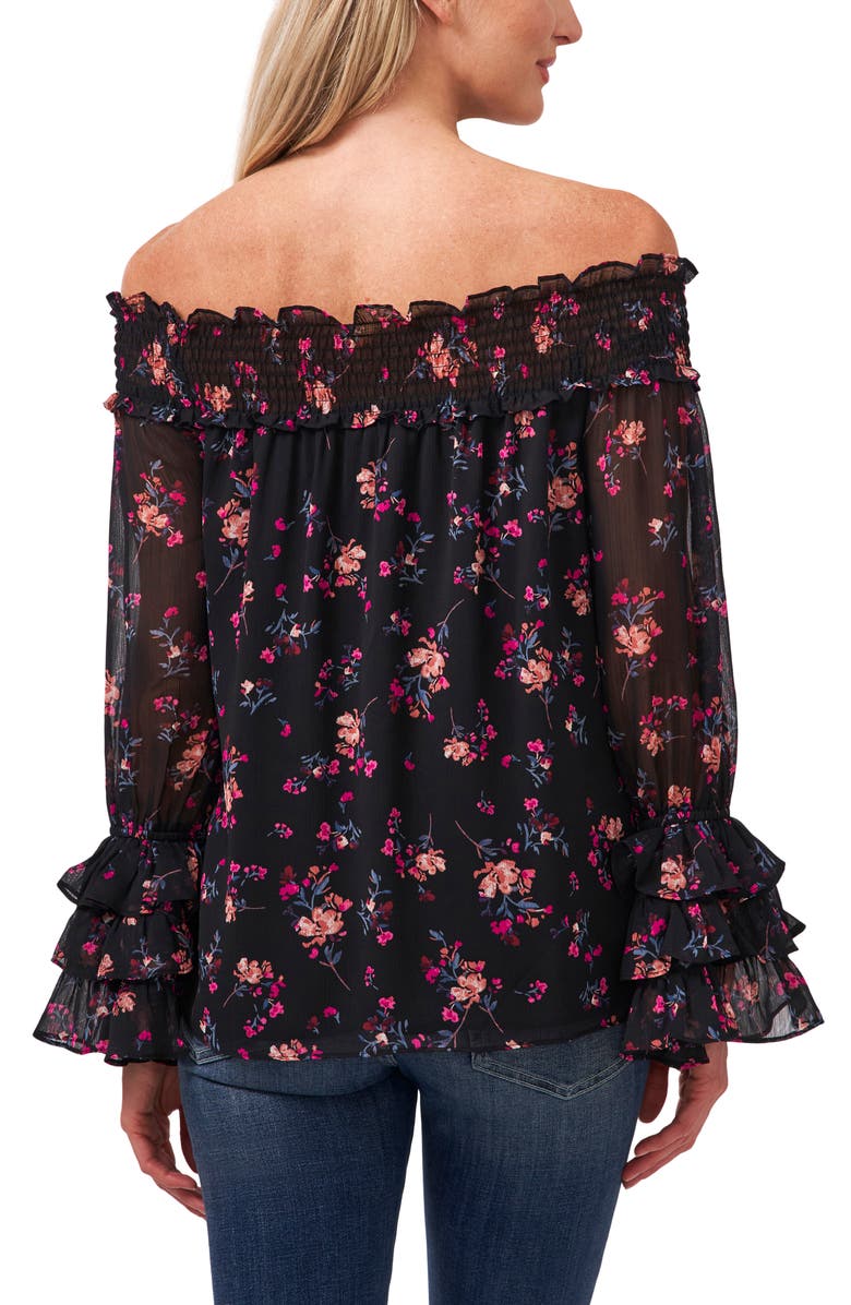 CeCe Off the Shoulder Floral Print Top, Alternate, color, 