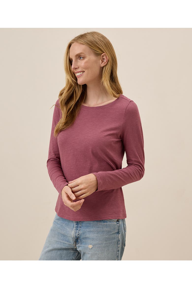 Organic Cotton Featherweight Slub Long Sleeve Tee, Alternate, color, Mauve