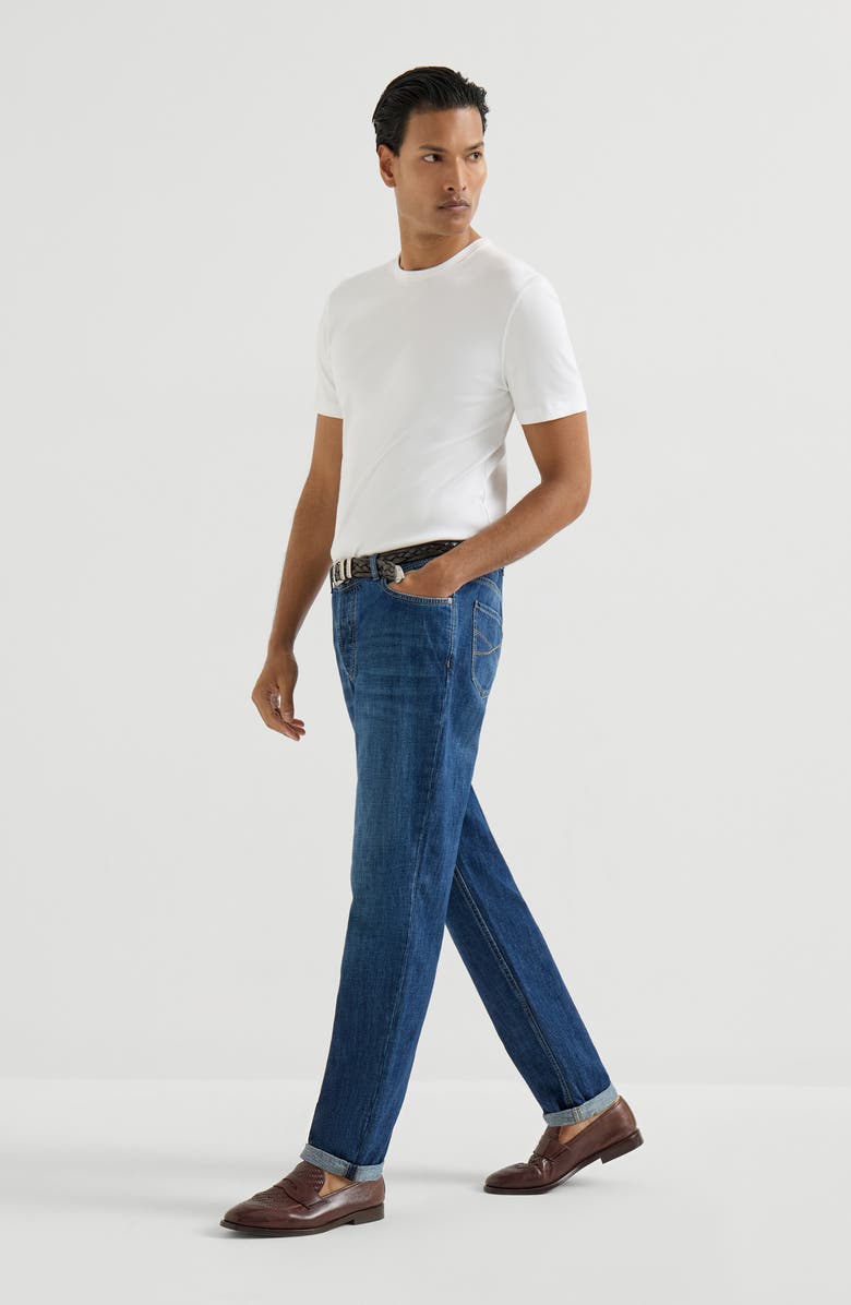 Brunello Cucinelli Lightweight denim trousers, Alternate, color, Dark Denim