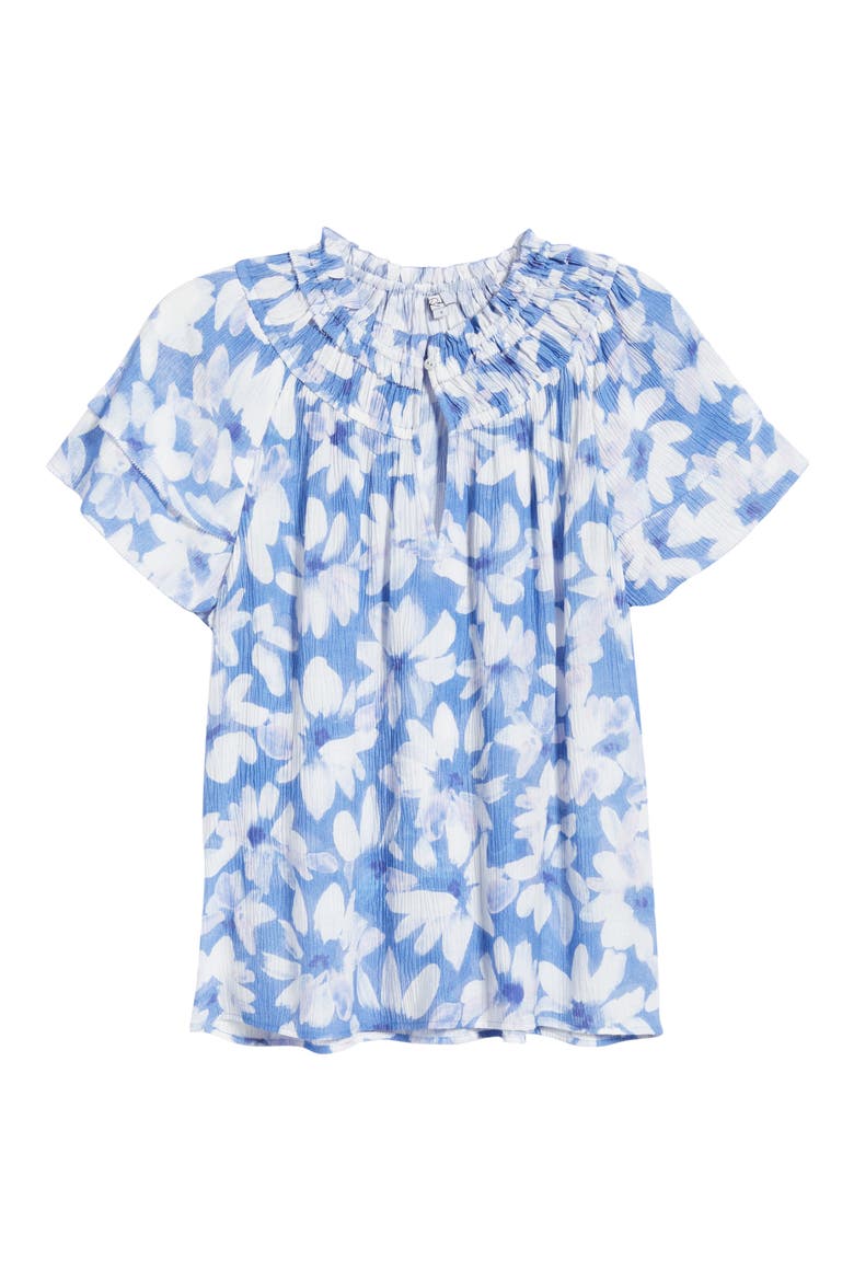 Kamila Floral Crinkle Top, Alternate, color, BLUE AMARANTH