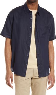 Vince Classic Fit Short Sleeve Linen Shirt