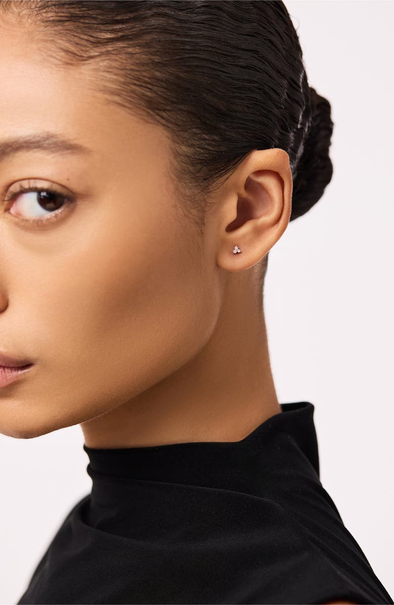 Ana Luisa Gold Stud Earrings - Diamond Trefoil Studs, Alternate, color, Gold