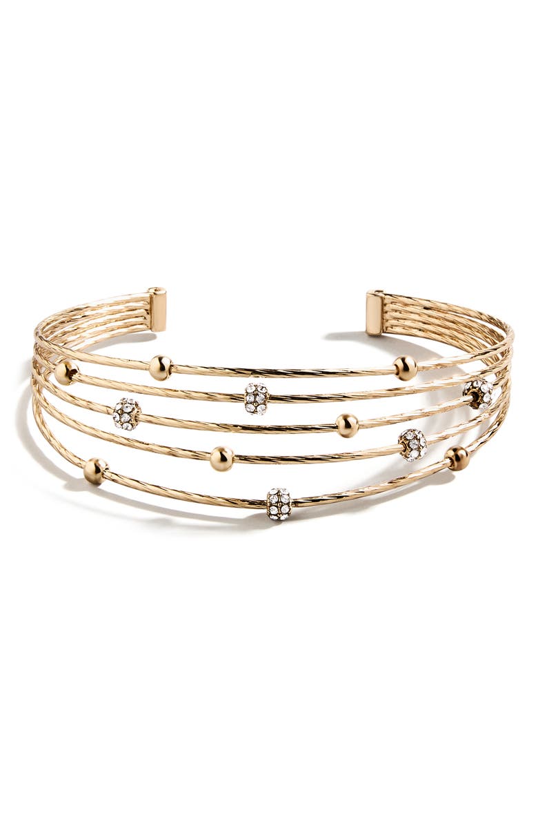 BaubleBar Beatrix Layered Cuff Bracelet, Main, color, Gold/ Clear