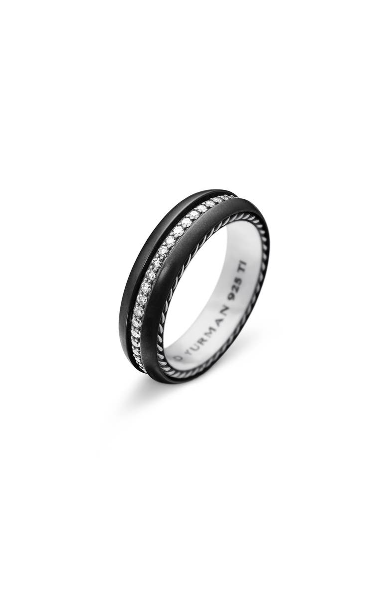 David Yurman Streamline<sup>®</sup> Band Ring in Black Titanium with Diamond, 6mm, Alternate, color,