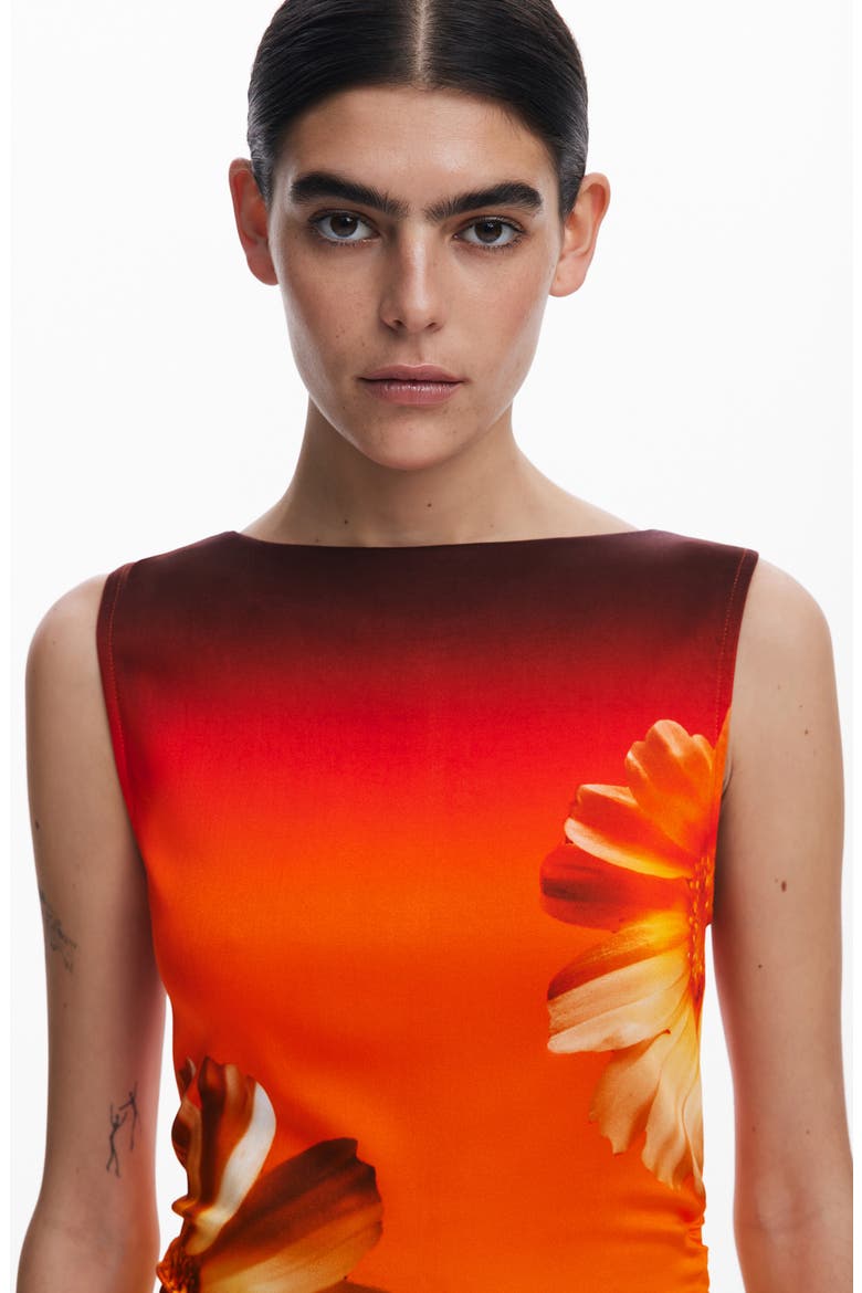 Floral Ombré Dress, Alternate, color, ORANGE