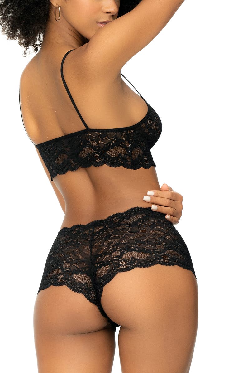 Mapale Lace Bralette & Boyshorts Set, Alternate, color, Black