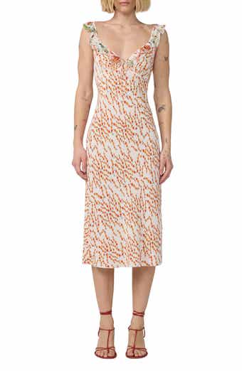 Christina Floral Ruffle Sleeve Midi Dress