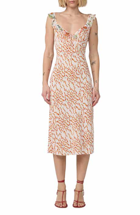 Christina Floral Ruffle Sleeve Midi Dress