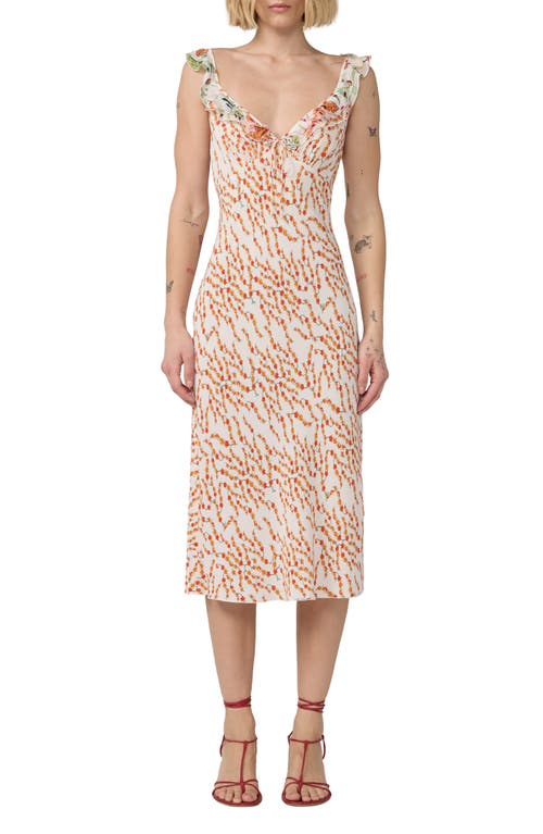Diane von Furstenberg Christina Floral Ruffle Sleeve Midi Dress in Mirage Ditsy at Nordstrom, Size X-Small