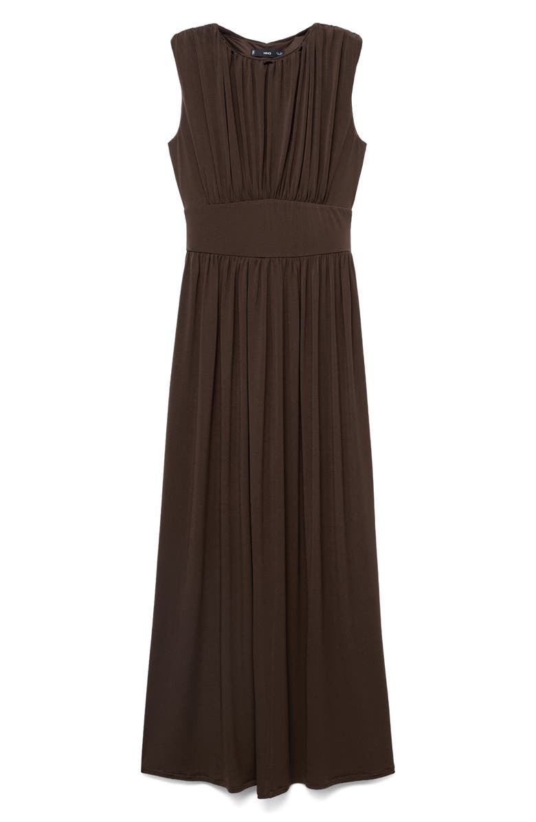 MANGO Ruched Sleeveless Maxi Dress, Alternate, color, Brown