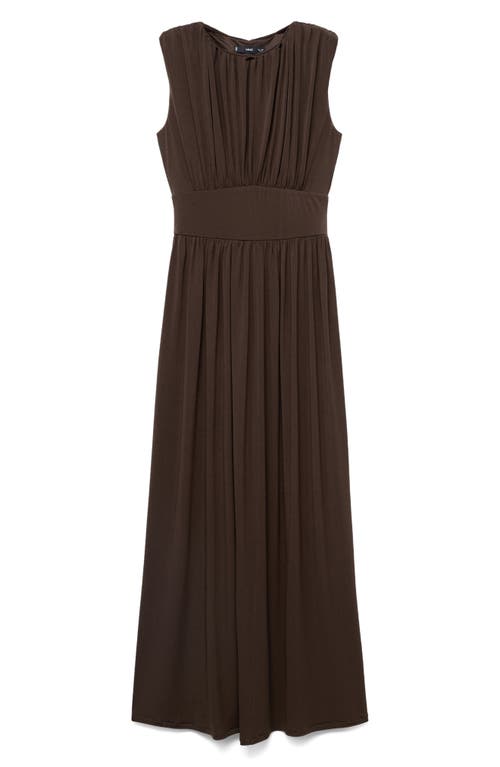 Mango Ruched Sleeveless Maxi Dress In Black