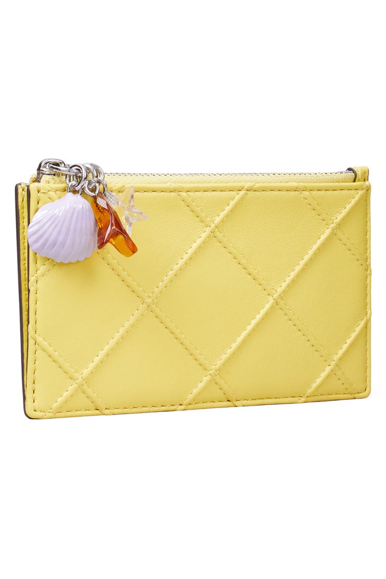 Fleming Charm Leather Zip Card Case, Alternate, color, YELLOW